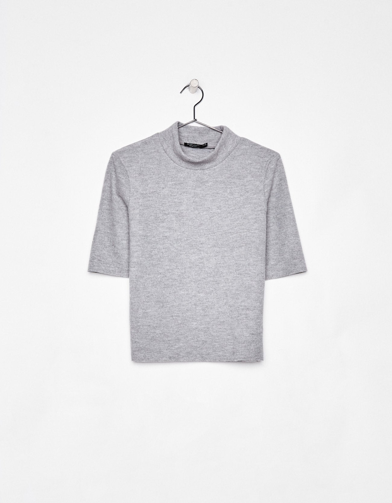 Ecologically grown cotton T-shirt with high neck