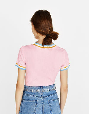 T-shirt with contrasting collar