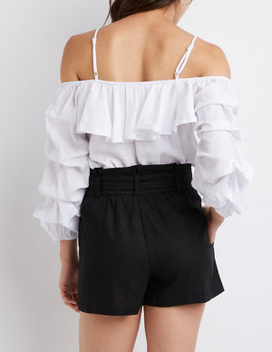 Pleated Paperbag Shorts
