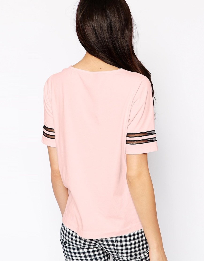 French Tee With Striped Short Sleeves